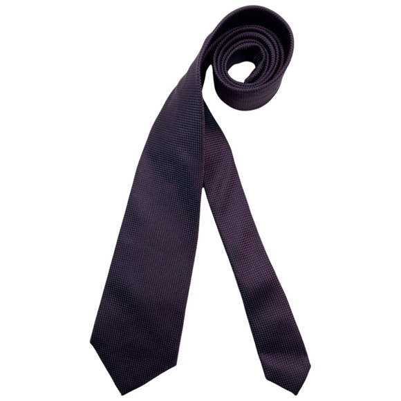 HUGO BOSS SELECTION TRIFOLD Navy/Purple Geometric Silk LUXURY Tie ITALY - Picture 1 of 6